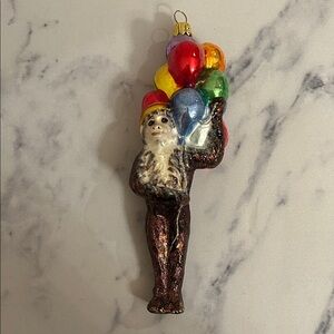 Gray Malin The Monkey Glass Ornament with Colorful Balloons